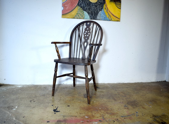Image 1 of Antique Windsor Wheelback Chair Armchair