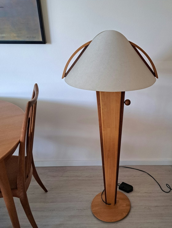 DOMUS 6306 Vintage houten vloerlamp – in hoogte verstelbaar – met voetdimmer – Duits design – Vloerlampen (photo 10 of 15)