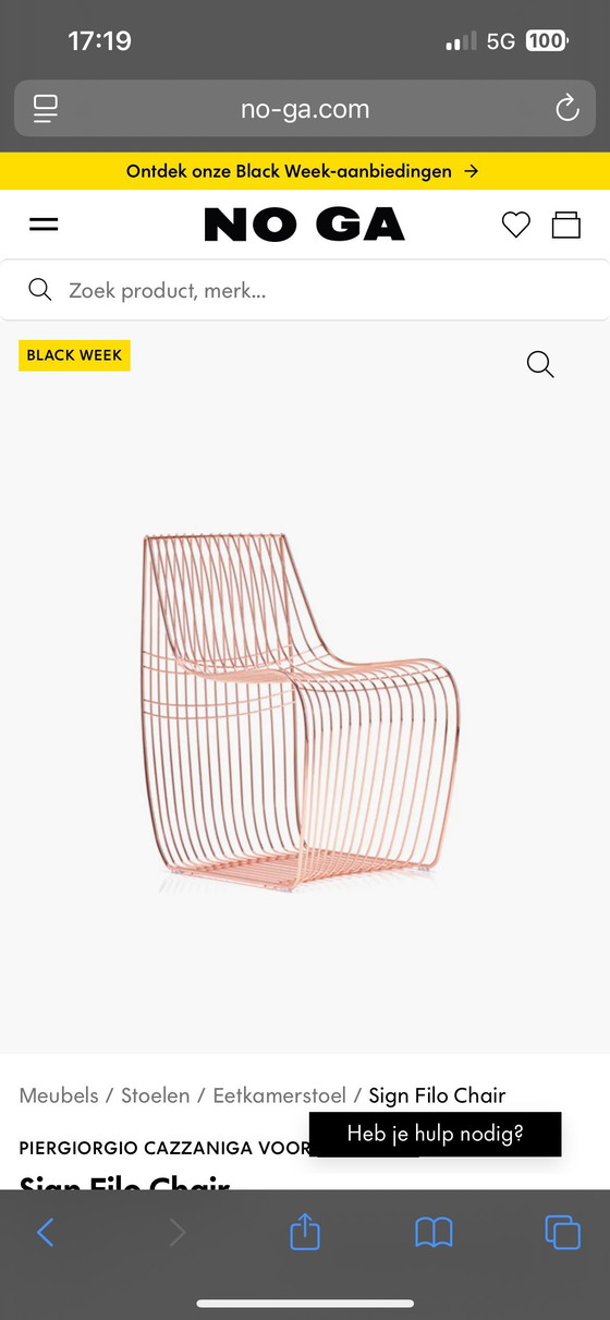 Image 1 of 2x MDF Italia Sign Filo Pink Gold mit Kissen