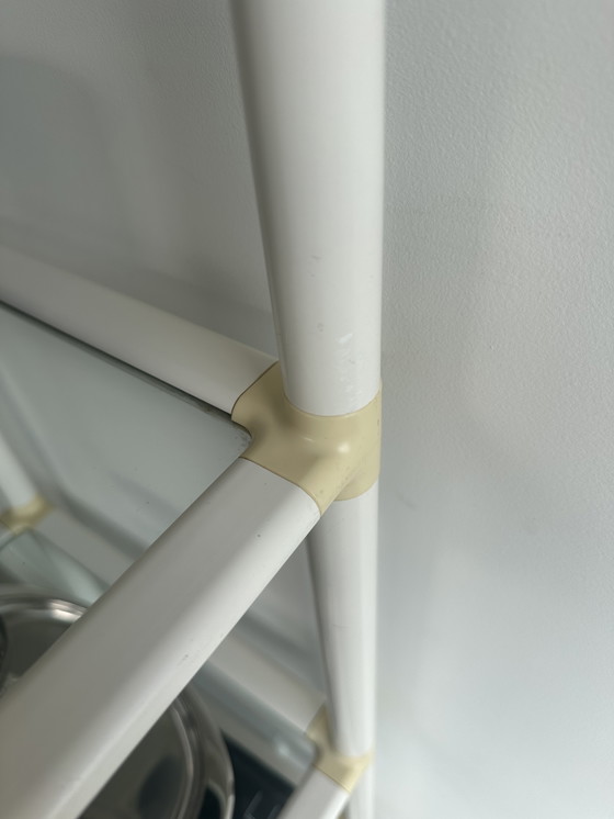 Image 1 of Scaffale vintage retrò Space Age in vetro acrilico bianco crema