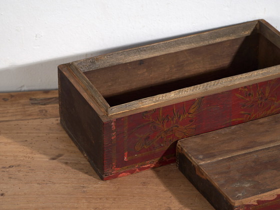 Antiker rot lackierter Koffer (ca. 1900) #40 – Aufbewahrungsschrank (photo 10 of 39)