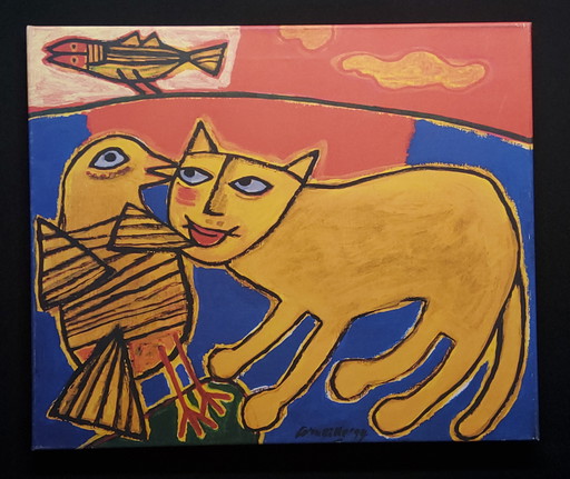 Corneille-Siebdruck auf Leinwand, 50 x 60 cm