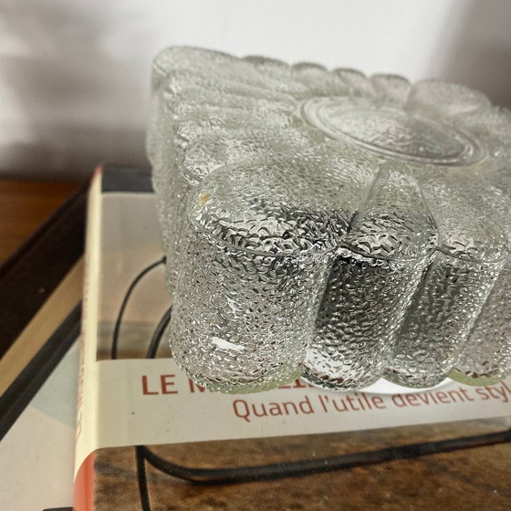 Old square Wall light ceiling light transparent glass flower vintage 1970 1980 (photo 6 of 9)