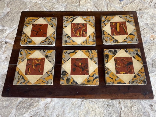 Carreaux de faïence français vintage, lot de 6, Circa1930s 1940s