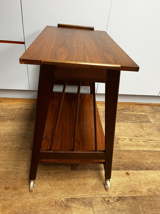 Vintage Side Table On Wheels/Trolley Danish Design – Plastic, Wood (photo 2 of 5)