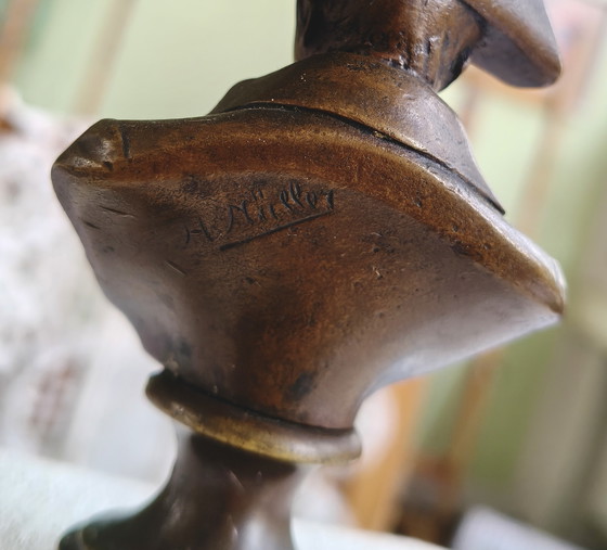 Image 1 of Bronze figure of Napoleon Bonaparte, signed by H. Müller