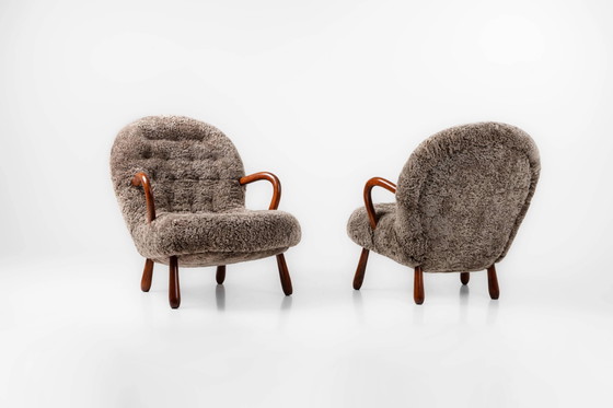 Zeldzaam paar Clam stoelen van Arnold Madsen voor Madsen & Schubell, Denemarken 1944 – Fauteuils (photo 2 of 11)