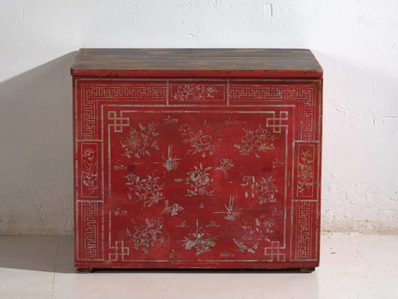 Baule cinese antico dipinto in legno di pino – Dongbei, circa 1930 – Armadi contenitori (photo 24 of 40)