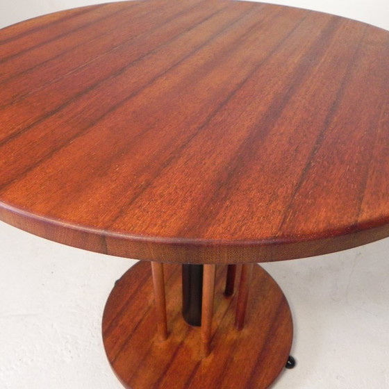 Image 1 of Vintage teak table with 6 narrow and 1 wide style, 1980s