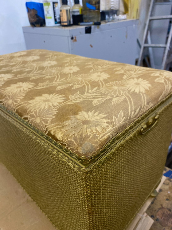 Image 1 of Boîte à couvertures / Ottoman Lloyd Loom vintage des années 1950