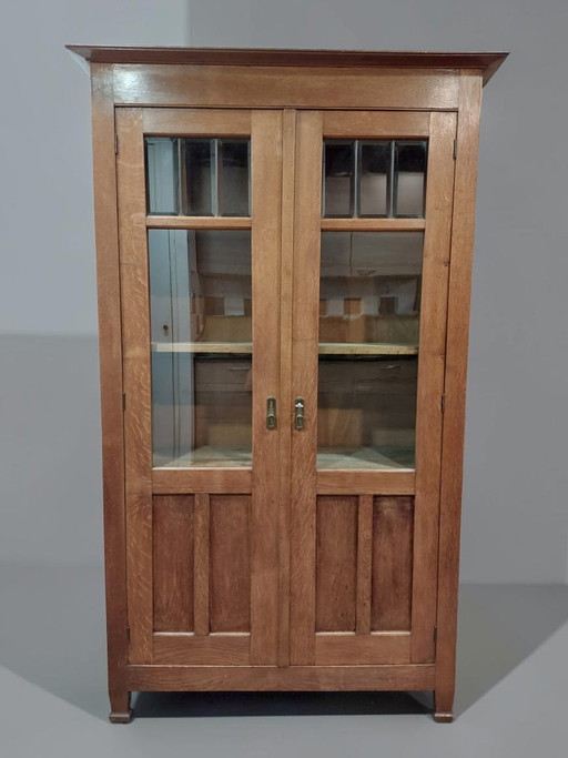 Armario antiguo, librería escolar de Ámsterdam, estilo Art Déco. – boekenkasten, Wood, Glass