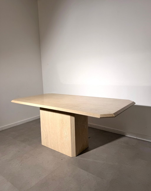 Mesa de comedor de travertino vintage – eettafels, Wood