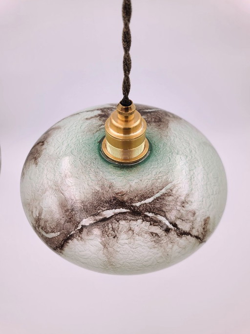 Vintage Art Deco hanging lamp in marbled glass - Germany