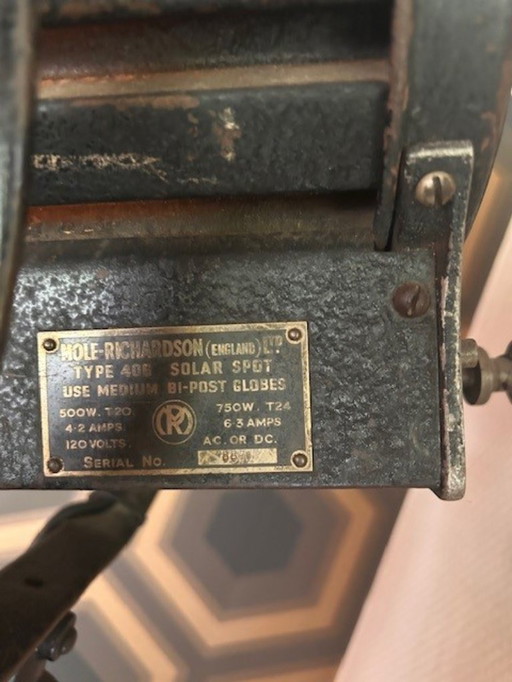 Rare lampe de cinéma vintage - Wolf Richardson Type 483 Solar Spot (UK)