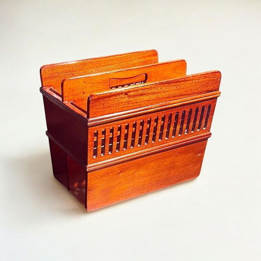 Vintage! Mid - Century magazine rack from the 1950s. Handmade from oak by the Libra Company in England.