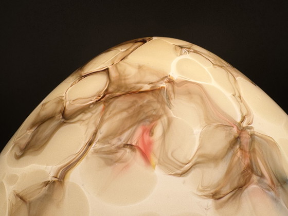 Image 1 of Vintage gemarmerde plafondlamp - elegantie in glas en metaal