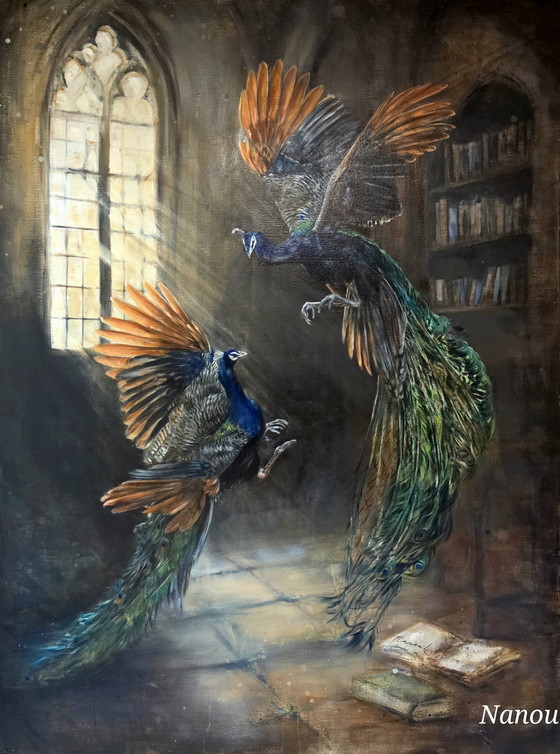 Oil painting with peacocks – Paintings & Drawings, Canvas (photo 5 of 5)