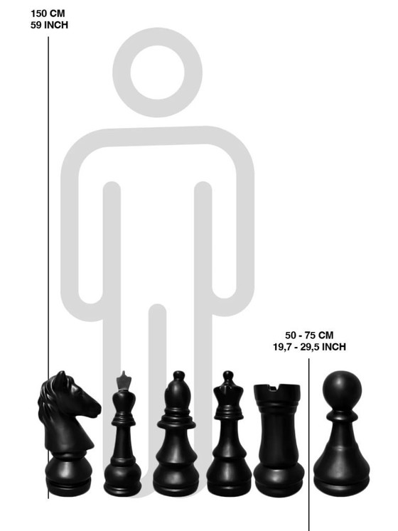 Image 1 of Escultura de fibra de vidrio - Juego de ajedrez - Negro, blanco
