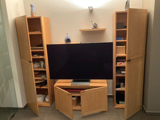 Image 1 of Ensemble de salle à manger sur mesure en chêne massif – table « La Basilica » + bibliothèque + meuble mural