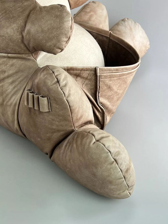 Image 1 of 60s 70s vintage leather kangaroo magazine rack Space Age