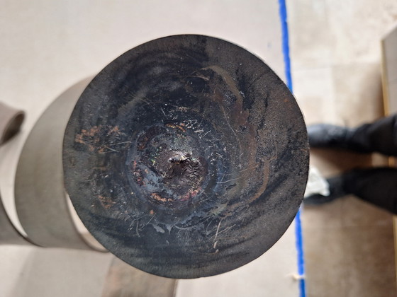 Image 1 of Ferart Canada Brutalist ijzeren 3 armige Pijler kandelaar. Uit één stuk. 