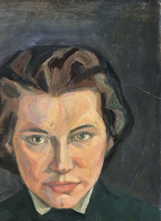 Image 1 of Antiek vrouwenportretschilderij uit het einde van de 19e eeuw