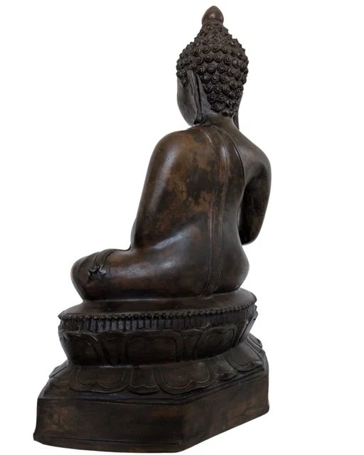 Grande Buddha Thai in Bronzo – Bhumisparsha Mudra – Stile Ayutthaya – 40 cm (8 kg) – Sculture, Bronze (photo 4 of 10)