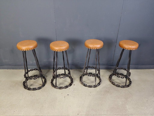 Brutalistische barkrukken, 1970 - set van 4