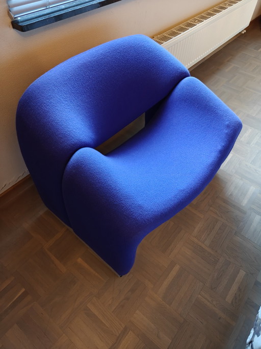 Artifort F598 Groovy Fauteuil Blauw In Perfecte Staat. Pierre Paulin. – Aluminium, Textile