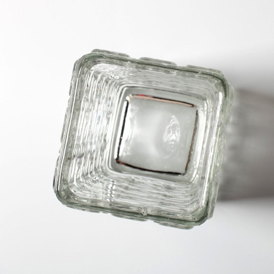 Image 1 of Vintage Mid-century Clear Pressed Glass Vase Taalari by Tamara Aladin / Riihimäen Lasi Glassworks Finland / 1969