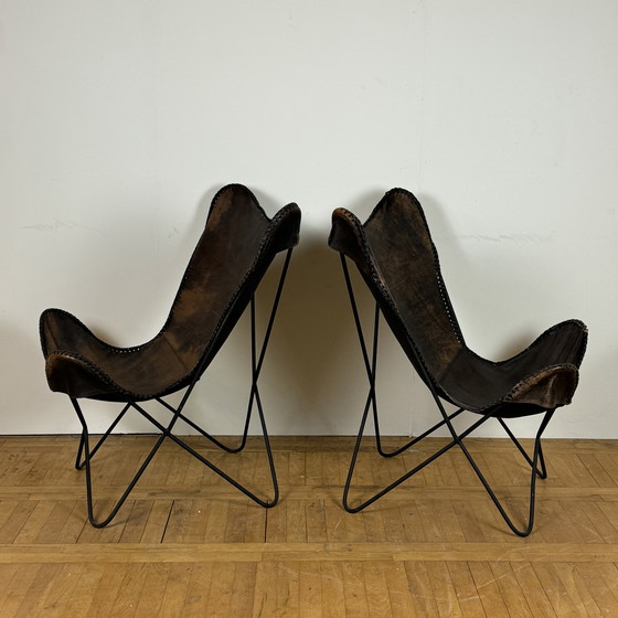 Image 1 of 2x Butterfly Vintage Leather Chairs 1990s