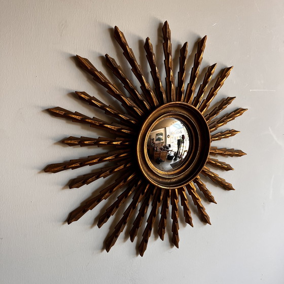 Image 1 of Espejo XL Sunburst de mediados de siglo