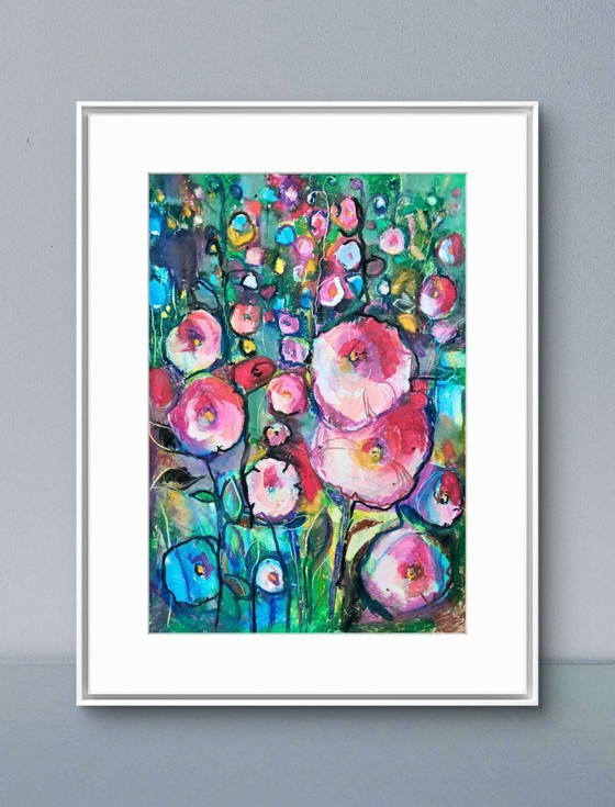 Image 1 of Etude met Mallows - originele A3 oliepasteltekening