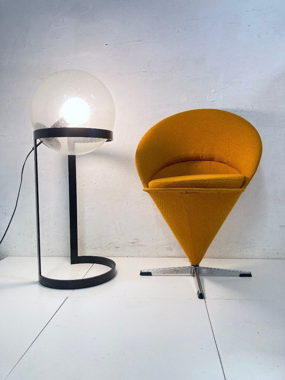 Image 1 of Space Age floor lamp, globe lamp, glass and metal, 70s design