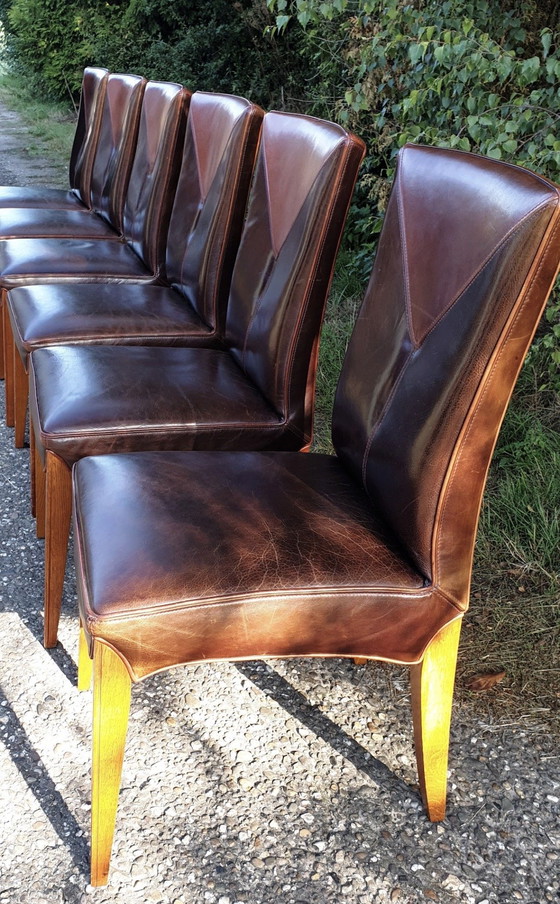 Image 1 of 6 mol en Geurts lederen eettkamer stoelen 