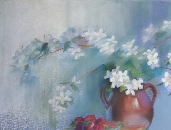 Original Painting Pastel Watercolor Still Life Flowers Jasmine – Paintings & Drawings, Paper (photo 5 of 8)