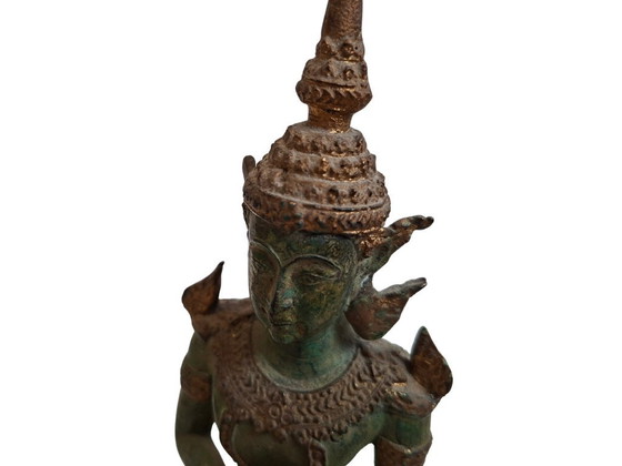 Image 1 of Pair of Bronze Thepphanom Statues – Thai Guardian Angels – Vintage