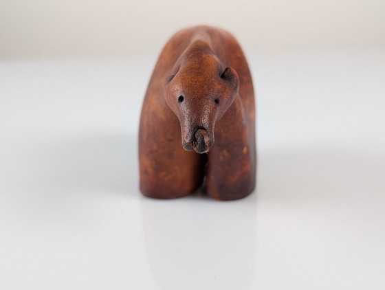 Image 1 of Mid-Century Modern Folded Leather Bear Sculpture, Germany, 1960s