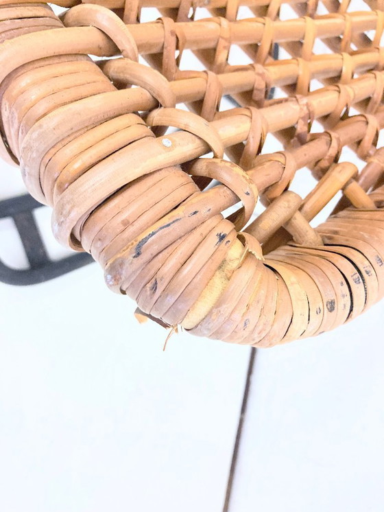 Image 1 of 2 armchairs with stool in rattan 60s design