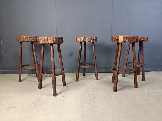 Image 1 of Vintage tree trunk bar stools, 1970s 