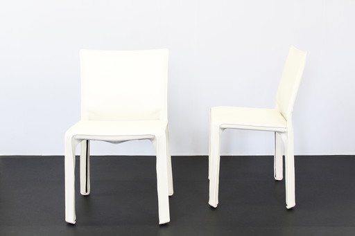 Set Of 2 Cab 412 Chairs Di Mario Bellini Cassina Seats