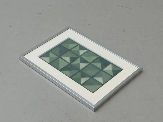 Image 1 of Geometric textile picture in an aluminum frame, 1970s