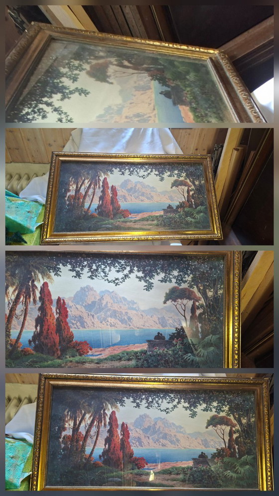 Vintage ingelijste print van een olieverfschilderij – Giclée Prints, Glass, Paper (photo 4 of 5)