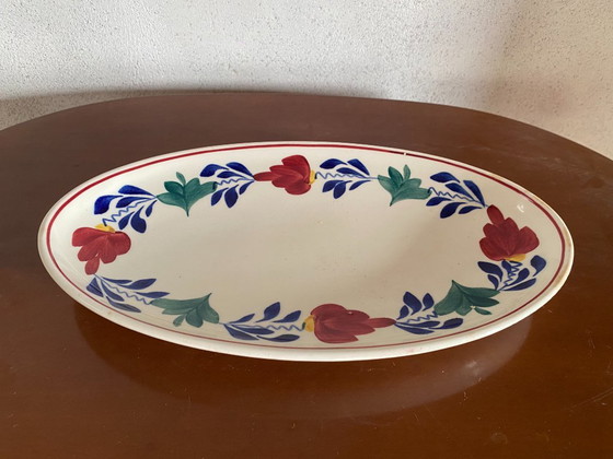 Antique Petrus Regout Maastricht “Boerenbont” Oval Serving Platter – C. 1900 – Crockery, Porcelain (photo 3 of 8)