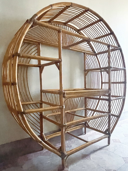 Vintage Round Bamboo Wall Rack