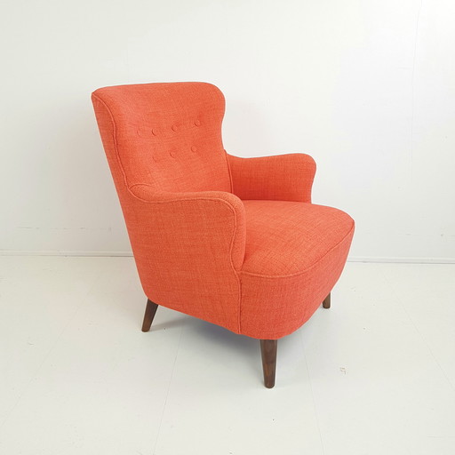Sillón Artifort Theo Ruth vintage naranja rojo recién tapizado 