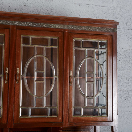 Tweedelig buffetkast met vitrine en vier deuren – Buffetkasten, Marmer, Metaal, Art Nouveau (photo 14 of 16)