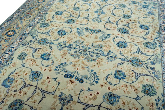 Image 1 of Tapis d'Orient Kashan noué à la main en liège vert pistache - 382 x 298 cm