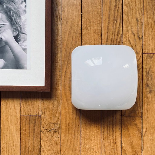 Lampada da soffitto in vetro opalino bianco, applique da parete quadrata, anni '60-'70, lampada vintage, 20 cm