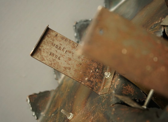 Image 1 of Brutalistische metalen wandklok van A. Becht, 1986